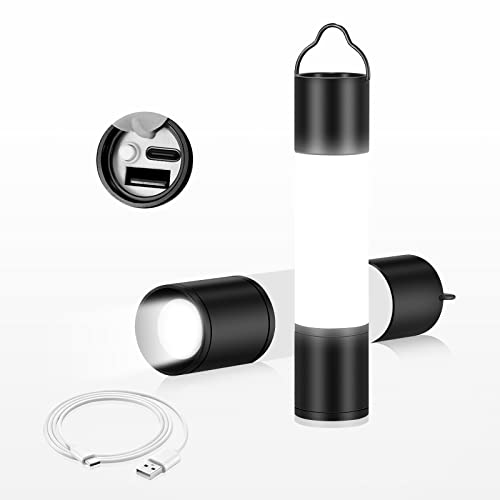 Linterna - Linterna LED profesional - 6 modos de iluminación zoom linterna LED USB recargable - Ipx4 impermeable portátil linterna LED para camping, senderismo emergencia Cover