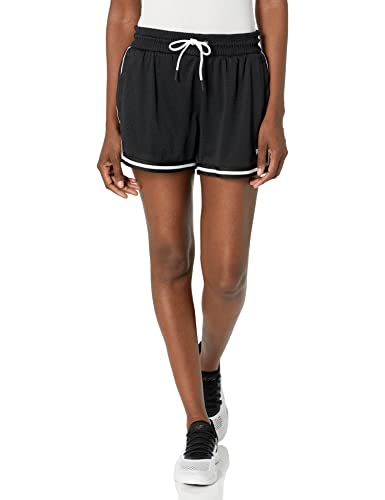 DKNY Women's High Waist Logo Tape Bike, Black Basketball MESH 3