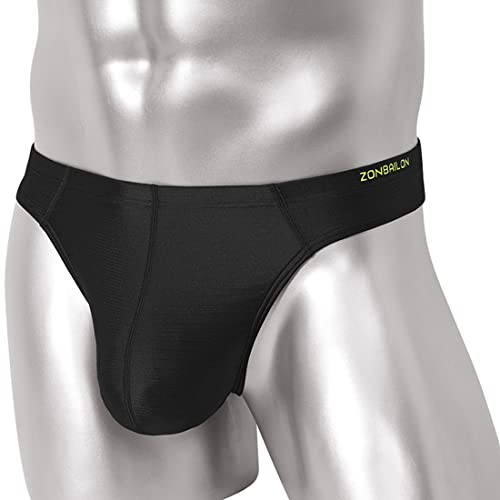 Zonbailon Men's Thong Underwear Bulge Enhancing Pouch Male G String Sexy Silk 3Pack M #TOP1