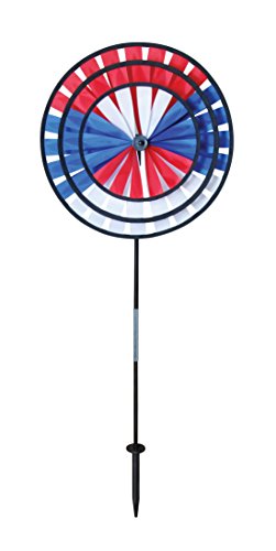 In the Breeze 14-Inch Triple Patriotic Wheel Spinner, Outdoor Ground Décor, 2847
