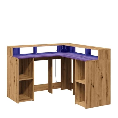 Generisch jiangboyue-3309455 - Escritorio led (130 x 130 x 91 cm, madera de roble)