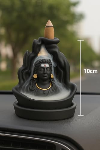 Image of Lord Shiva Idol Backflow Incense Burner 10 | Polyresin Shiv Ji Statue for Pooja, Meditation, Home Temple, Vastu & Aromatherapy | Spiritual Smoke Fountain for Office & Gift Purpose