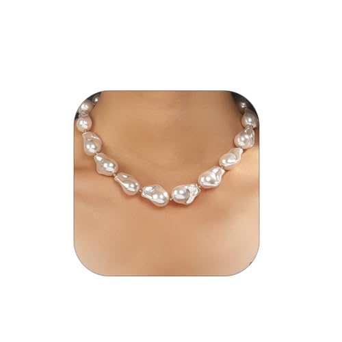 ALRNBY Baroque Pearl Choker Necklace for Women Chunky Pearl Necklaces Toggle Necklaces Trendy Jewelry Gift