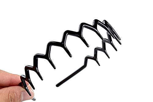 ELECDON Plastic Tooth Headband, 2 Pcs Comfortable Shark Tooth Comb Headband Zigzag Hair Band Wide Teeth Headbands Plastic Hair Hoops Anti-slip Head Hoops Unisex Hair Bands For Women Men