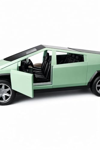 Image of Tesla Cybertruck Die-Cast Toy Car 1:36 Scale, Metal Alloy Model with Lights & Sound | Pull Back Action Car |Openable Doors & Hood | Realistic Mini Truck for Kids Boys Gift & Collectors