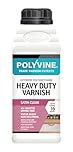 Polyvine Heavy Duty Interior Varnish Satin or Dead Flat Finishes – Quick Dry Varnish – Polyurethane, Water-Based, Water Resistant Coating for Indoor Woodwork, Painted Surfaces & More, Satin 500ml