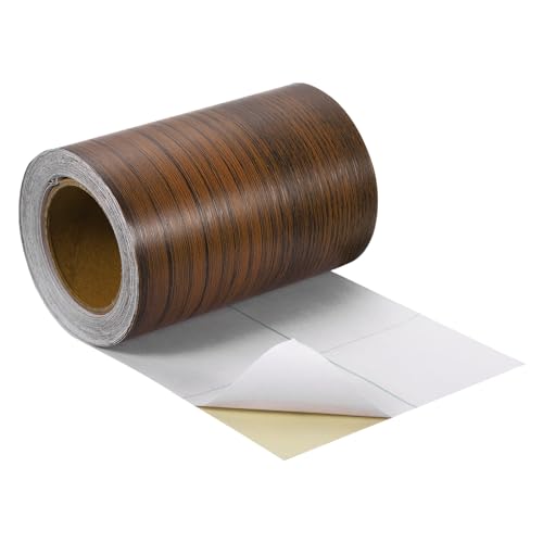 uxcell Wood Grain Tape, 4" x33 Ft Self Adhesive Wood Grain Repair Patch for Baseboards, Doors, Floor Repair, Furniture Home Decor Walnut
