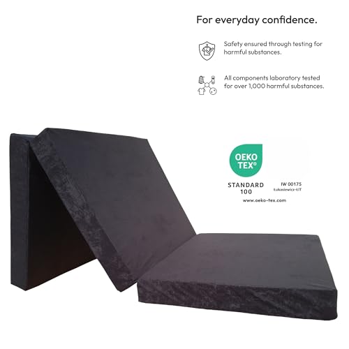 Natalia Spzoo - Materasso Pieghevole 190 X 90 X 8 Cm Per Un Sonno A Nuvola - Materasso Pieghevole Sfoderabile - Materassino Pieghevole In 3 Parti (Nero 0001) - 4