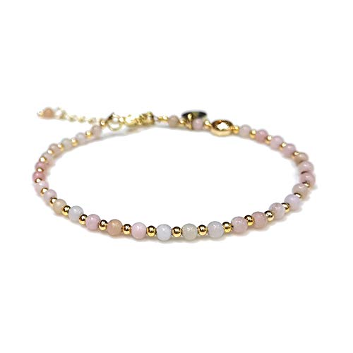 Morchic 3Mm Pink Aventurine Mini Beads Natural Gemstone Adjustable Bracelet For Women, Energy Gem Charm Series, Birthday Gift 7.1 #TOP17