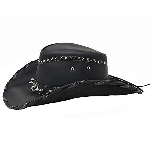 Bullhide Men's Iron Road Leather Hat Black X-Large #TOP2