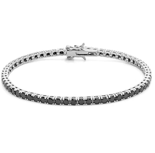 DESIGN: Elegante bracciale tennis con zirconi neri taglio diamante da 2mm per un look sofisticato