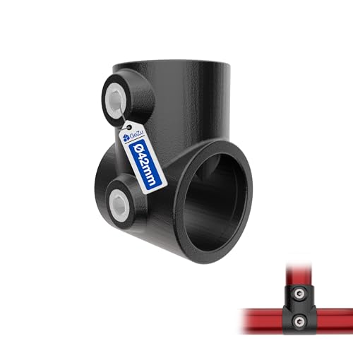GeZu Impex Abrazadera de Tubo en T Corta 42mm Galvanizada en Caliente Recubrimiento En Polvo Negro Conector en T para Ensamblajes Tubulares