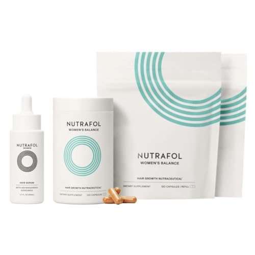 Nutrafol Women's Balance Hair Growth Supplement and Hair Serum, Ages 45 and Up, Supports Visibly Thicker and Stronger Hair - 3 Month Supply, 1.7 Fl Oz Bottle