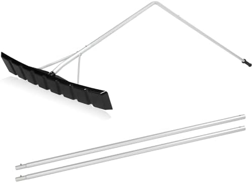 OUTPRIZE Flat Roof Snow Rake, 4.8-16FT Aluminum Detachable Angled Snow Roof Rake for Trucks, Travel Trailers, Motorhome, RV’s Flat Rooftops, 24″ Plastic Blade