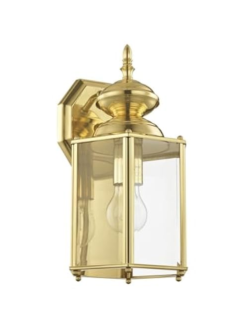 Livex Lighting 2007-02 Outdoor Wall Lantern with Clear Beveled Glass Shades, Polished Brass