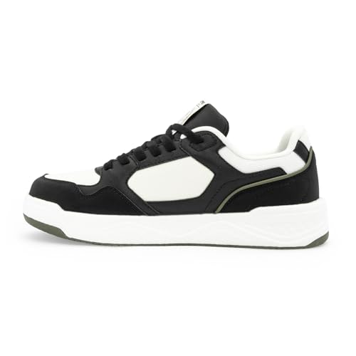 Image of Red Tape Men's Sneakers White Black Pu Mesh Round Toe Lace-Up