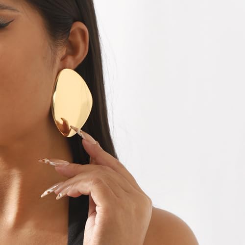 Gold Statement Earrings for Women Big Gold Earrings Large Silver Statement Earrings Chunky Irregular Geometric Drop Dangle Earrings Oval Round Pebble Shape Earrings Chunky Jewelry4