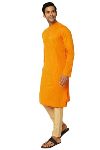 In-Sattva Men's Indian Majestic Bejeweled Pinstriped Indian Kurta Tunic3