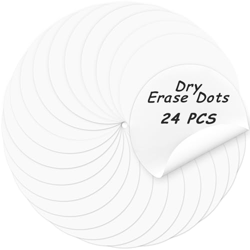 24Pcs White Dry Erase Dots Circles,11' Removable Dry Erase Circles Wall Spots for Classroom,School,Office,Home,Table&Desk