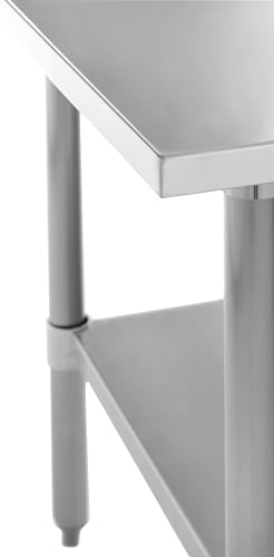 Image of Kratos Stainless Steel Kitchen Prep Table 96 inchx30 inch with Backsplash and Undershelf, NSF Worktable for Restaurants - 16ga /304SS