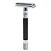 Parker 56R Heavyweight Double Edge Safety Razor with 5 Parker Premium Platinum Stainless Steel Razor Blades – Classic 3 Piece Design (Graphite)
