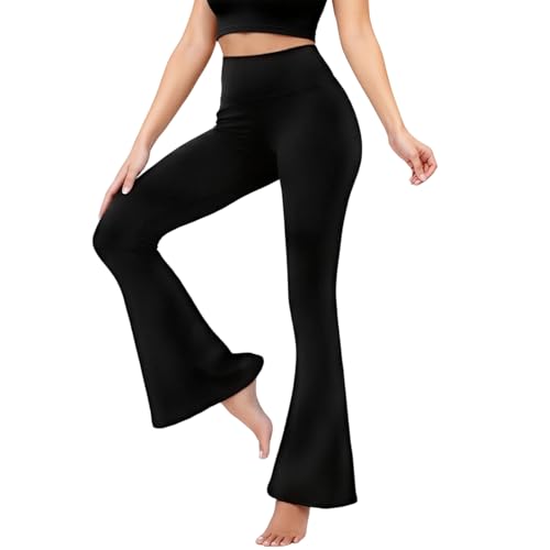 viiotu Leggings Yoga Mujer Bootcut Pantalón Chándal Cintura Alta Pantalones Acampanados para Fitness Deportiva Trabaj Yoga Casual (FR/ES, Letras, L, Regular, Regular, Negro)