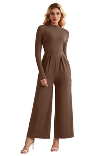 Sukiglam Tuta Da Donna Elegante Manica Lunga Scollo Mock Jumpsuit