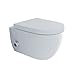 Produktbild Alpenberger Taharet WC | Spülrandloses Hänge WC mit Eingebauter Einhebelarmatur & Anschluss-Schläuchen | Wand WC mit Abnehmbarer WC-Sitz Absenkautomatik | Keramik Toilette Made in Europa