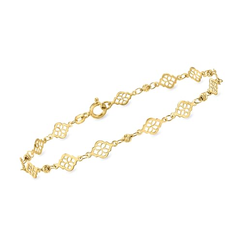 Ross-Simons Italian 10kt Yellow Gold Ricami Floral Station Bracelet
