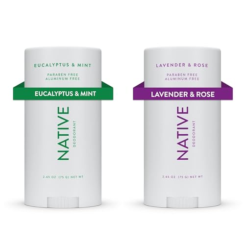 Native Deodorant | Natural Deodorant for Women and Men, Aluminum Free with Baking Soda, Probiotics, Coconut Oil and Shea Butter | Eucalyptus & Mint, Lavender & Rose - Variety Pack of 2