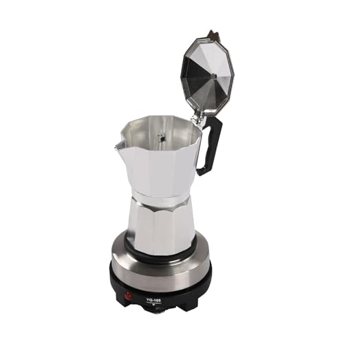 RjcdOPL Cafetière Électrique Italienne avec Base 500W, Pour 3 Tasses à Espresso, 5 Températures Réglables jusqu'à 200℃, Alliage d'aluminium, Arrêt Automatique (150ml)