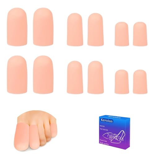 Keroius 6 Pairs Silicone Toe Caps Hammer Toes Covers Flexible Stop Toe Pain Toe Guards Soft Toe Protectors for Women Men Toe Sleeves for Corns Blisters Calluses