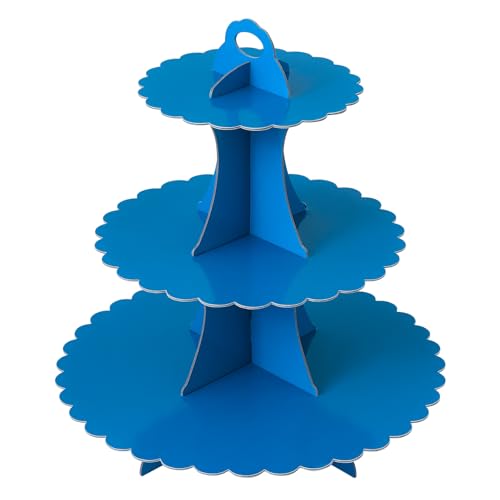 Soleebee 3-Tier Cupcake Stand, Cardboard Cupcake Tower, Dessert Cup Cake Stand Tower for Birthday Wedding Party Decoration, Cupcake Tier Stand 1 Set (Dark Blue)