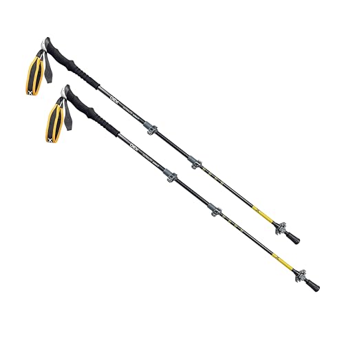 OEX Ultralite Carbon X Walking Poles, 4-Section Carbon Fibre, 105-135cm Adjustable Length, Extended Foam Grip, Carbide Tips, Trekking Baskets, 170g Each