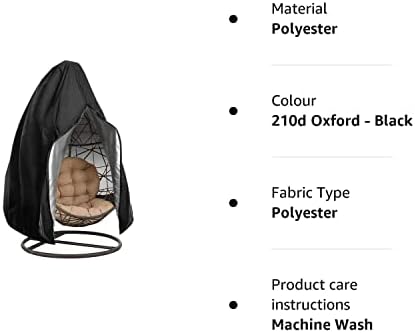 TiooDre Patio Hanging Egg Chair Cover Heavy Duty Swing Egg Chair Cover Waterproof Anti-dust with Zipper- 210d Oxford Fabric Outdoor Hanging Chair Cover Protector Furniture Accessories 115x190cm