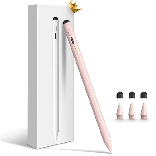 Image of Stylus Pen for iPad, Dual-Tip 13 mins Fast Charge Pencil for Apple, Palm Rejection, Tilt Sensitivity, Compatible w /iPad 6 /7 /8 /9 /10, Pro 11 /12.9in /M4, Air 3 /4 /5 /M2, Mini 5 /6 - Pink