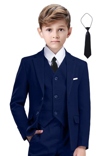 Image of Suit for Boy Formal Slim Fit Tuxedo 5 Pieces Kids Toddler Wedding Outfit Blazer Pants Vest Set Boys Suits
