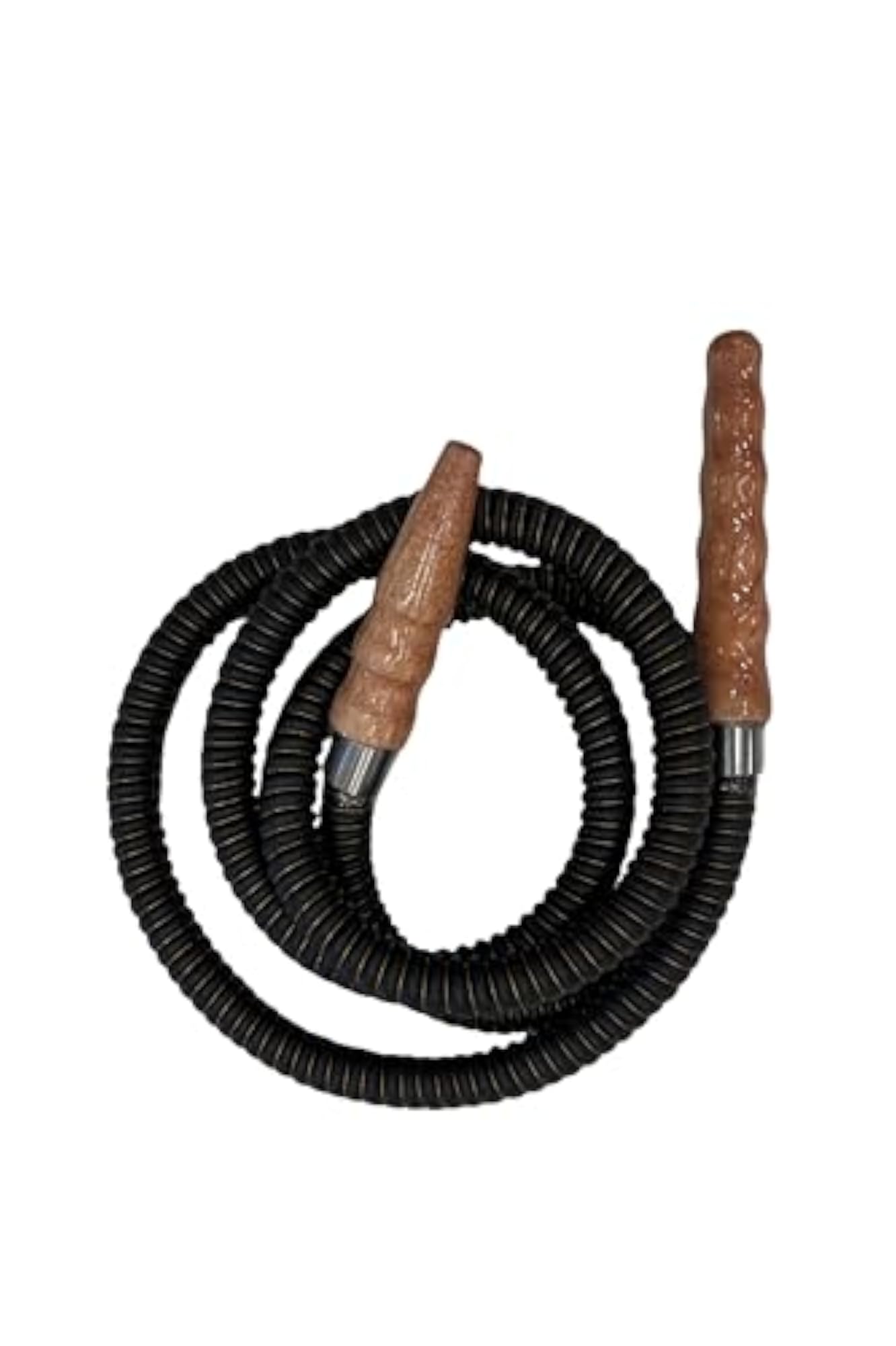 Premium Black 2m Hookah Hose Pipe with Wooden Handle