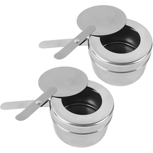 pp supm 2 Pcs Stainless Steel Fuel Holder, Chafing Wick Fuel Holder with Cover, Buffet Warmer Warming Trays for Buffets Catering Events Party Supplies