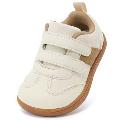 STQ KIDS Toddler Wide Toe Box Shoes:Girls Barefoot Shoe Kids Walking Shoes Girls Sneakers Non-Slip Zero Drop Toddler First Walking Shoe Comfortable Beige Brown Toddler 6