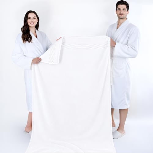 Image of Cotton Paradise 100% Cotton Turkish Towel Set, Soft Absorbent Quick Dry, 2 Piece 35x70 Bath Sheet Set, Snow White