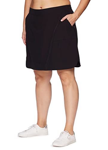 Rbx Active Women's Plus Size Stretch Woven Flat Front Waist Golf/Tennis Long Athletic Skort With Attached Bike Short And Pockets Long Black 2X #TOP2