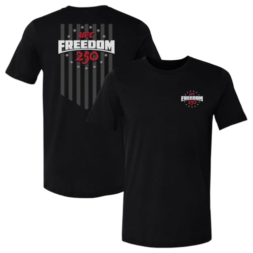 500 LEVEL UFC Freedom 250 Flag F&B Shirt (Black, Large)