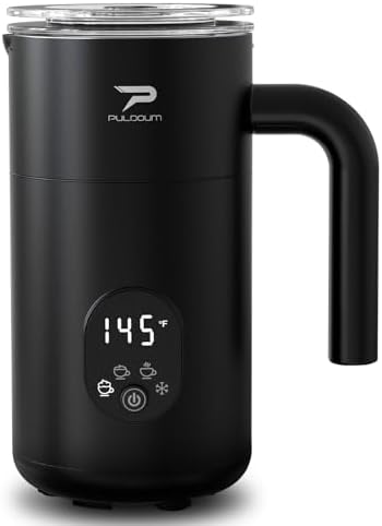 Milk Frother, Electric Milk Frother and Steamer 4 in 1 Automatic Coffee Steamer Frother, 11.8OZ / 350ML Warm and Cold Foam Frother