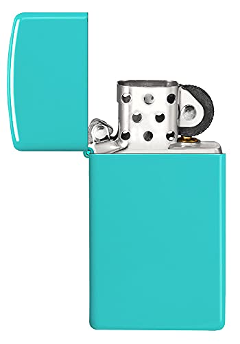 Image of Zippo Windproof Lighter - Slim Flat Turquoise, Base Model - Refillable - Reusable - Windproof Design - Gift Box - Made in USA
