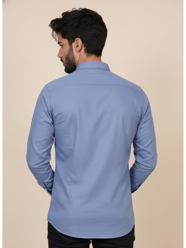 Image of Full Sleeve Black Formal Shirt for Men Cotton Regular Fit Casual - Pure Premium Branded Shirts for Men Formal Stylish Slim Plain Solid Man Wear as Office and Party