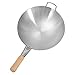 UPKOCH Antiaderente Wok Padella In Acciaio Inox Frittura Padella Metallo Giapponese Stir Fry Pan di Pechino Wok Gadget Da Cucina Argento 30 Centimetri