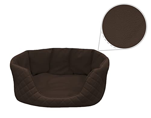 Juelle Lettino per cani in ecopelle trapuntata, cuccia Cestino per cani di grossa taglia, cuscino per cani soffici, cuccia per divano regina S-XL (120 x 90 cm, marrone scuro)