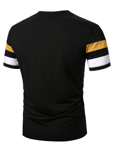 Image of RoseSeek Men's Color Block Short Sleeve Tee Shirts Casual Crewneck T Shirt Trendy Summer Tops
