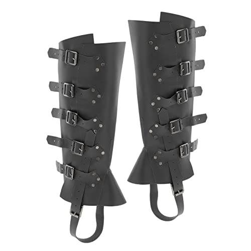 Guêtres style médiéval homme couvre-bottes en similicuir PU